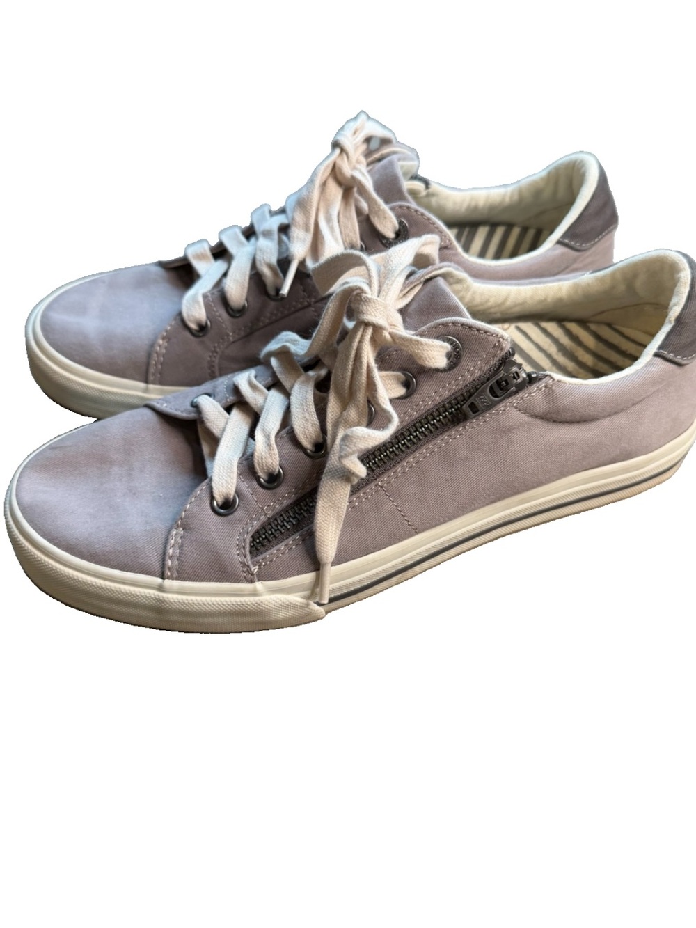 Taos Size 10 Z Soul Zip Up Tennis Shoe Casual Gray Distressed Shoes S6